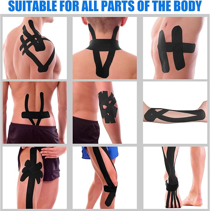 4 Rolls Uncut Kinesiology Tape, 4in x 5.5yd Extra Wide Waterproof Athletic Tape for Muscle Support, Original Cotton Elastic Premium Knee Tape for Pain Relief Shoulder, Ankle, Joints, Wrist