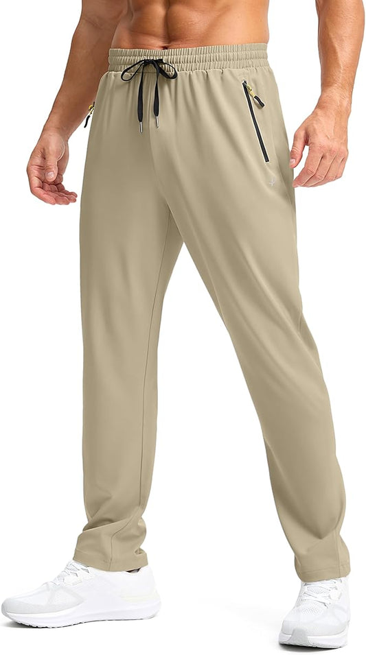 Pudolla Men's Lightweight Hiking Pants Quick-Dry Outdoor Sweatpants with Zipper Pockets for Casual