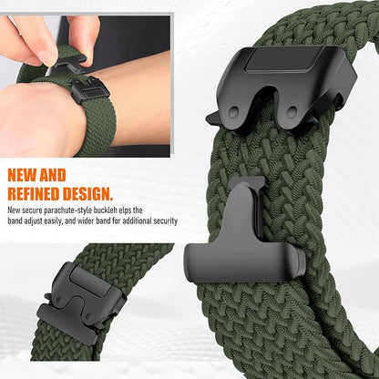 Braided Stretchy Band for Fitbit Versa 4/Versa 3/Sense 2/Sense Watch Band Women Men,Parachute-style Buckle Nylon Sport Wristband Soft Fabric Elastic Loop Strap Accessories for Versa 4/3