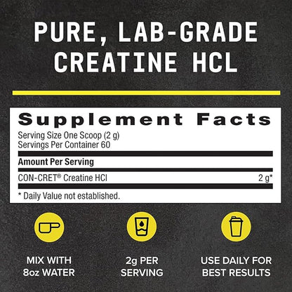 BEYOND RAW Creatine HCl Powder, Science Backed, Lab Grade, Creatine for Women & Men, Muscle Strength, Energy Production, Athletic Performance, Cognitive Support, Cellular Hydration, 60 Servings