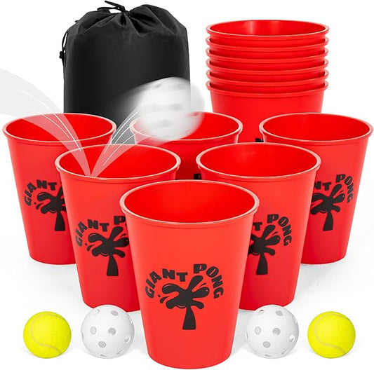 ropoda Giant Yard Pong,Yard Games with Durable Buckets and Balls - Choose Red Large, XL, or Green