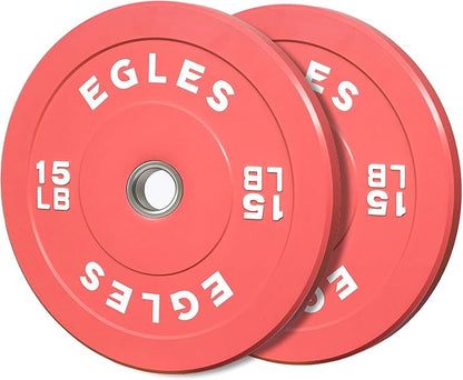 EGLES Vibrant Colorful Olympic Weight Plates, Rubber Barbell Plates, 2-inch Standard Virgin Rubber Bumper Plate 10 15 25 35 45LB for Home Gym Weightlifting, Strength Training, Fit Workouts