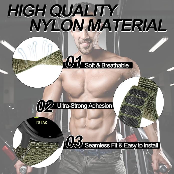 22mm Sport Ankle/Arm Band Compatible with Amazfit Helio, Quick Release Breathable Nylon Bicep Strap Replacement for Garmin Venu 3/Venu 2/Vivoactive 4 & Forerunner 570-47mm/265/255/255 Music