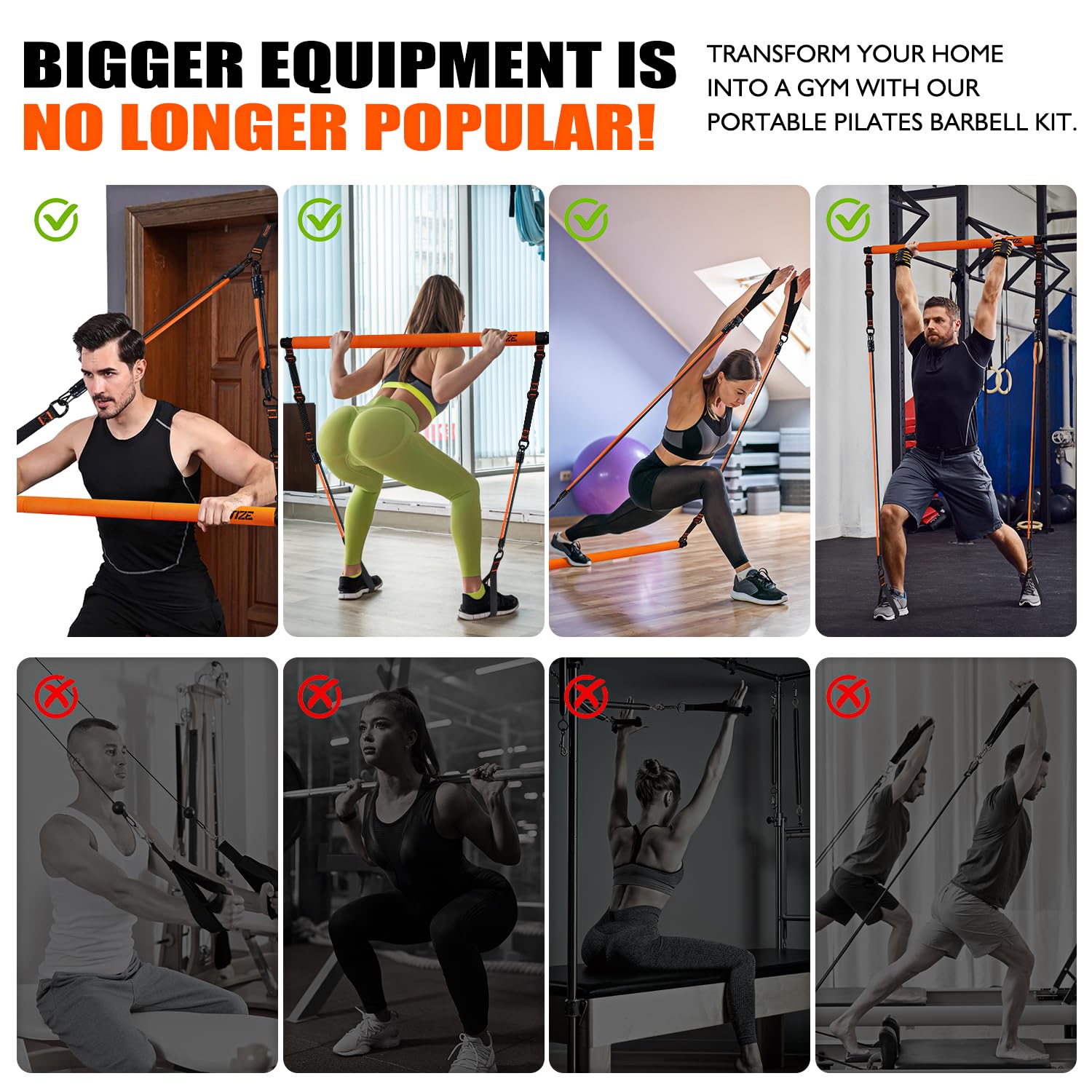 KUTIZE Pilates Bar Kit with Resistance Bands, Pilates Equipment, Multifunctional Resistance Bands