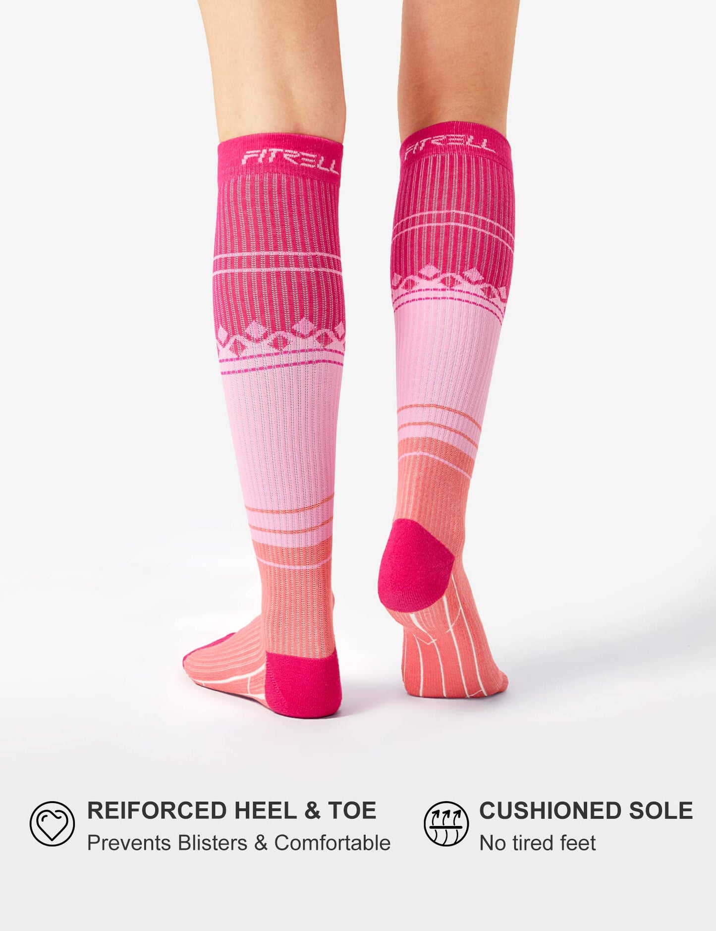 FITRELL 3 Pairs Compression Socks for Women and Men 20-30mmHg- Support Socks for Travel, Running