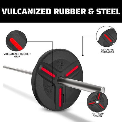 Cast Iron Plate Weights by Tribe WOD- Gym Weights for Men and Women, Cast Iron Plate Weights 1 of 2, Rubber and Steel Weights for Lifting (1 Plate)