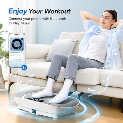 MERACH Vibration Plate Exercise Machine, Whole Body Workout Equipment for Women, Bluetooth and Silicone Pedal, Vibration Plate with Auto Mode, Vibrate Fitness Platform for Home