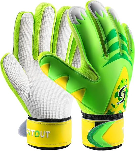 Sportout Kids Goalkeeper Gloves, Soccer Gloves with Double Wrist Protection and Non-Slip Wear Resistant Latex Material to Give Protection to Prevent Injuries