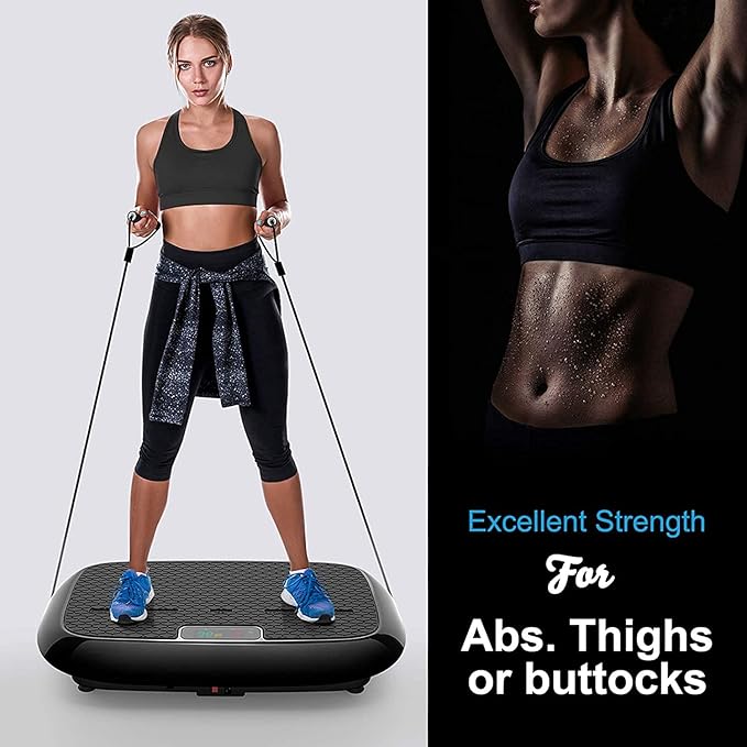 Vibration Plate Exercise Machine - Whole Body Workout Vibration Platform Lymphatic Drainage Machine for Weight Loss Home Fitness with Resistance Bands Remote