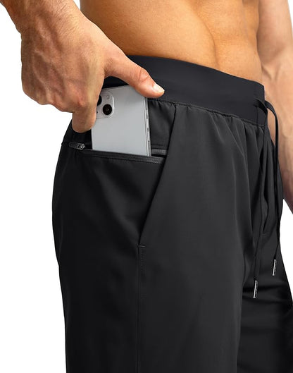 Men's Running Shorts with Zipper Pockets 9 Inch/ 7 Inch / 5 Inch Lightweight Quick Dry Gym Workout Athletic Shorts for Men(5 Inch)