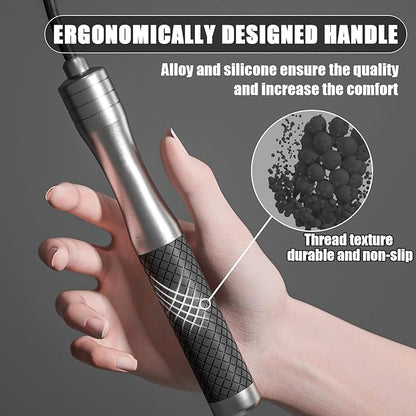 𝐒𝐩𝐞𝐞𝐝 𝐉𝐮𝐦𝐩 𝐑𝐨𝐩𝐞 𝐟𝐨𝐫 𝐅𝐢𝐭𝐧𝐞𝐬𝐬 - Skipping Rope for Women Men Exercise with Adjustable Length Jumping Rope and Alloy & Silicone Handles Suitable for Workout Boxing Home Gym