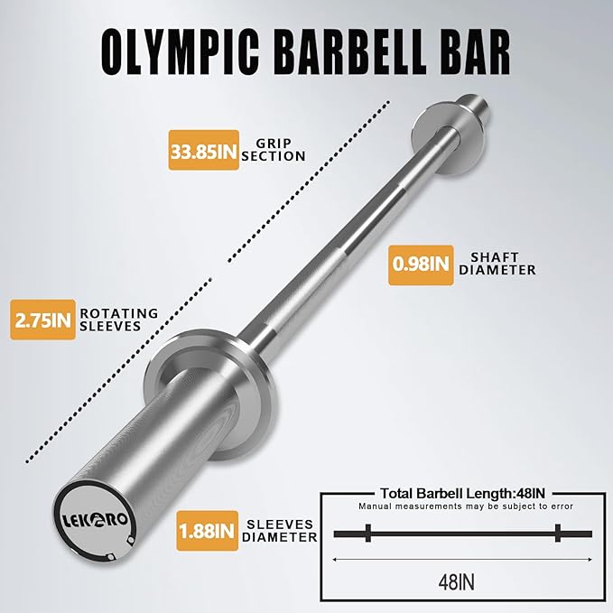 Olympic EZ Curl Barbell Bar, 48-inch Curling Bar, Fits 2-inch Weight Plates, Strength Training Bar for Squats, Hip Thrusts, Bench Press, and Weightlifting, with 2 Spring Collars (350LBS Weight Capacity）