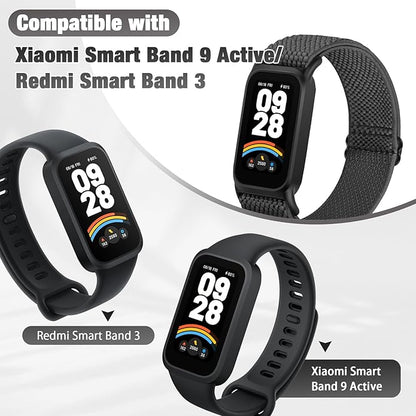 2 Pack Elastic Bands Compatible with Xiaomi Smart Band 9 Active Women Men, Soft Nylon Replacement Sport Wriststrap for Redmi Band 3