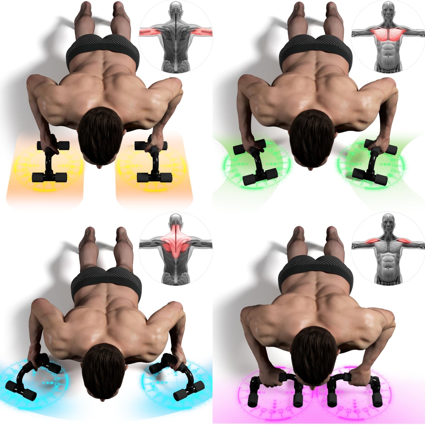 Readaeer Push Up Bars Gym Exercise Equipment Fitness 1 Pair Pushup Handles with Cushioned Foam Grip