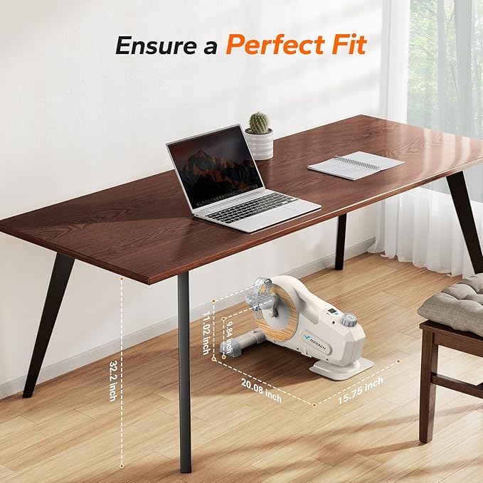 Under Desk Bike Pedal Exerciser, Quiet Magnetic Mini Exercise Bike with MERACH App for Arm, Leg Recovery, Physical Therapy, Smooth Foot Desk Cycle with 2 Resistance Bands & Non-Slip Mat