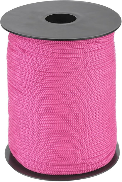 MECCANIXITY 1/8 Inch Polypropylene Rope Braided Ropes, 328ft Nylon Rope Hollow Utility Cord for Clothesline, Camping, Hiking, Outdoor, Dark Pink