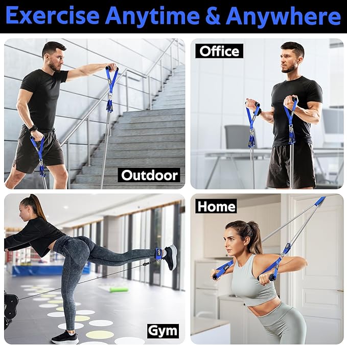 WALITO Resistance Bands Set - Exercise Bands with Handles, Door Anchor, Legs Ankle Straps, for Heavy Resistance Training, Physical Therapy, Muscle Training, Yoga, Home Workouts, Gym Equipment