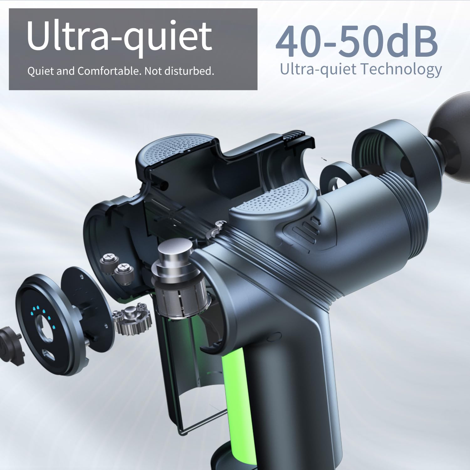 LEERCON Massage Gun Deep Tissue, Silent Motor and Portable Massage Gun with 4 Interchangeable Heads