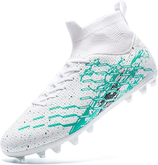 Unisex Soccer Cleats Lightweight No-Tie Lacing System Multi-Surface Football Shoes with Ankle