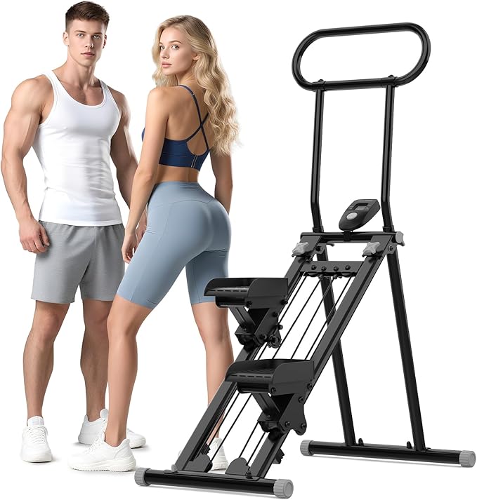 Stair Stepper for Exercise at Home, Folding Stairmaster Machine for Cardio Fitness, Vertical Stair Climber with Adjustable Handlebar, Portable Steppers with 310lbs Loading Capacity
