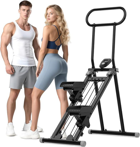 Stair Stepper for Exercise at Home, Folding Stairmaster Machine for Cardio Fitness, Vertical Stair Climber with Adjustable Handlebar, Portable Steppers with 310lbs Loading Capacity