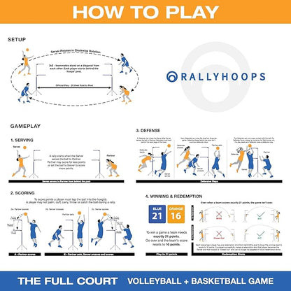 7 FT - World’s First Sports Game to Mash Volleyball & Basketball - Setup in Seconds - Quick & Easy to Learn Full Court Volleyball & Basketball Game - Fun to Play - for All Ages