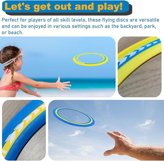 Senston Flying Discs Easily Catch and Throw Sports Disc 11 Inch Soft Flying Discss for All Players Colorful Flying Discs 3 Pcs for Pool Backyard Family Fun