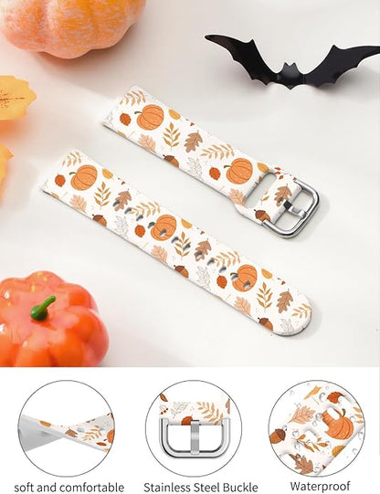 Watbro Halloween Holiday Band Compatible with Fitbit Versa 3 / Sense/Fitbit Versa 4 / Sense 2 Bands for Women Men,Soft Silicone Cute Sport Pumpkin Strap