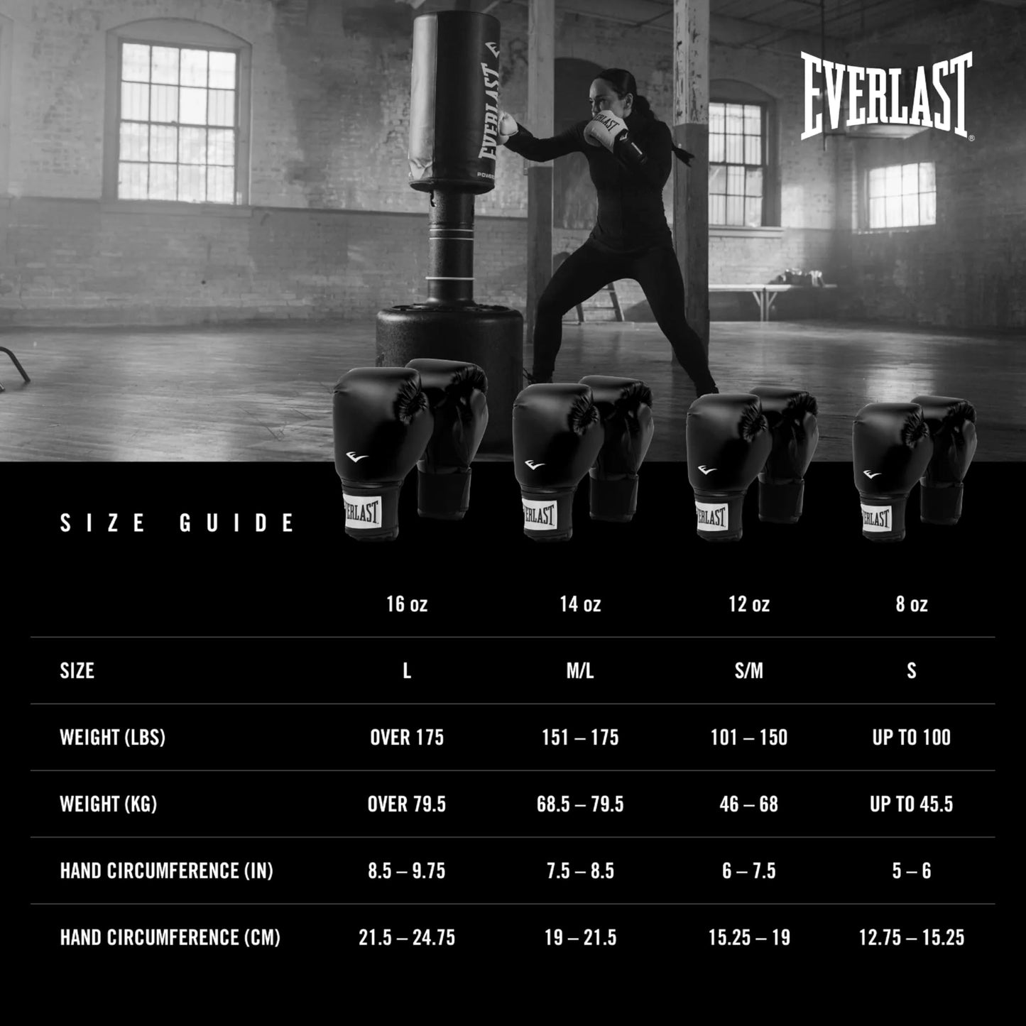 Everlast ProStyle 2 Boxing Gloves | Men and Women, Heavy Bag | Black | 14oz
