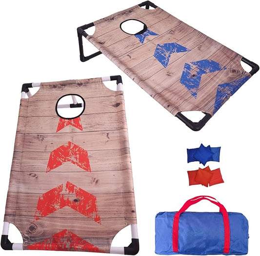 Portable Cornhole Set with 2 Collapsible Cornhole Boards, 8 Cornhole Bean Bags and Carrying Case