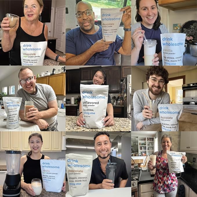drink wholesome Chocolate Collagen Protein Powder | for Sensitive Stomachs | Gut Friendly | Additive & Dairy Free | No Artificial Sweeteners | No Bloating, Farts or Gas | No Constipation or Diarrhea