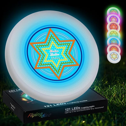 49LEDs Flying Disc with 16 Million Color RGB, 3 Modes+Rechargeable+Waterproof+175g, Cool Sports and Outdoors for Parks/Camping/Beach/Backyards,Easter & Birthday Gifts for Teens/Kids/Adults