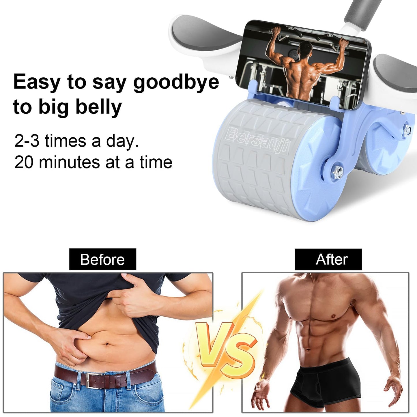2026 Upgraded Ab Roller Wheel with Knee Mat &Timer - Automatic Rebound Abdominal Wheel with Elbow