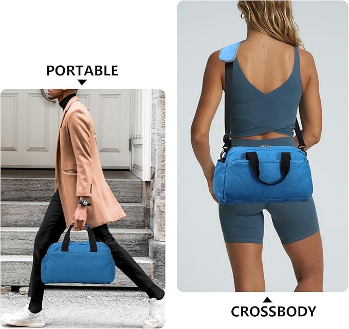 14 inch Small Gym Bag for Women & Men, Mini Duffel Bag for Travel Sports Lightweight Carry On Bag,Navy Blue