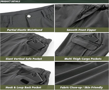 Quick Dry Hiking Shorts Men's Cargo Casual Outdoor 4-Way Stretchy Lightweight Summer Short with Multi Pockets 30-46 (No Belt)