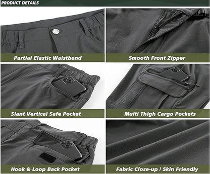 Quick Dry Hiking Shorts Men's Cargo Casual Outdoor 4-Way Stretchy Lightweight Summer Short with Multi Pockets 30-46 (No Belt)