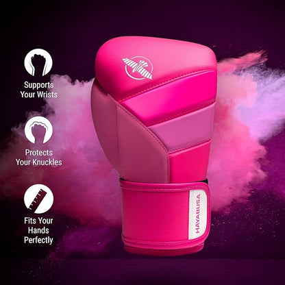 Hayabusa T3 Boxing Gloves for Men and Women Wrist and Knuckle Protection, Dual-X Hook and Loop Closure, Splinted Wrist Support, 5 Layer Foam Knuckle Padding
