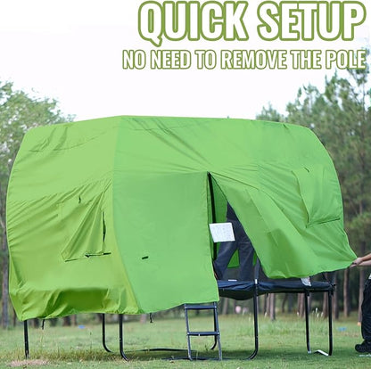 Gardenature 10FT/12FT/14FT Trampoline Tent(Tent Only), Fit Round Trampolines, Shade Cover with LED Light, Outdoor Trampolien Accessories, Anti-Tear