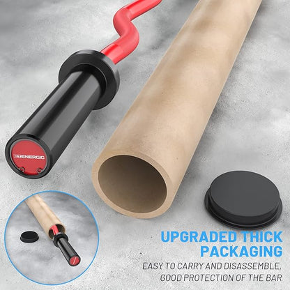 47" Olympic EZ Curl Bar 500-lbs Capacity Steel Barbell Suitable for 2" Weight Plates, 2-Inch Curl Bar for Weight Lifting,Hip Thrusts,Squat,Biceps-Home Gym Weight Bar