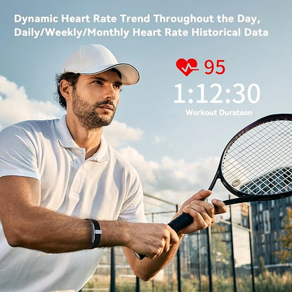 Fitness Trackers,Smart Health Wristband for 44 Sports Modes, Activity and Sleep Tracker with Heart Rate HRV,Personalized Coaching with Free App,Black