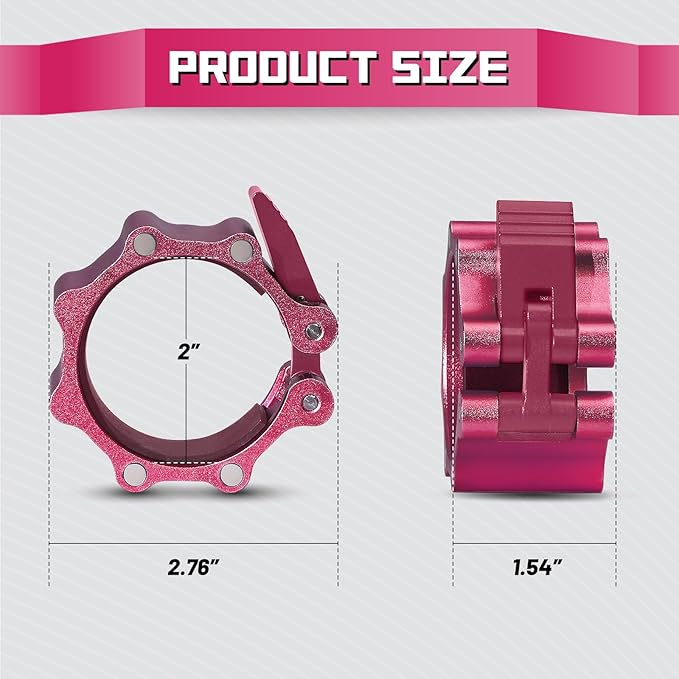 RitFit 2-Inch Magnetic Barbell Collars Locking Clamps - Heavy Duty Aluminum Alloy, Quick Release with Non-Slip TPR Pads for Olympic Weightlifting Powerlifting Training (Pair)