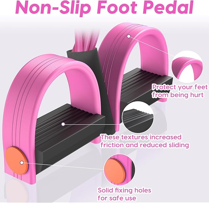 Resistance Bands with Handles, 6-Tubes Elastic Foot Pedal Resistance Bands, Natural Rubber Ankle Puller Sit-up Exercise, Multifunction Fitness Bands for Abdomen, Waist, Arm, Leg Stretching Training