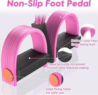 Resistance Bands with Handles, 6-Tubes Elastic Foot Pedal Resistance Bands, Natural Rubber Ankle Puller Sit-up Exercise, Multifunction Fitness Bands for Abdomen, Waist, Arm, Leg Stretching Training