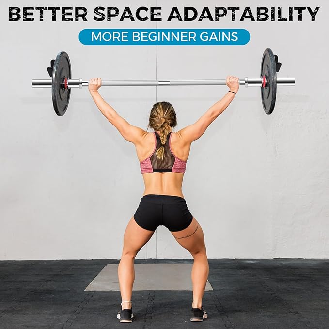 DASKING 4ft/4.9ft Barbell, 2-Inch Olympic Detachable Bar, Portable Strength Training Bar for Weightlifting, Squat, Bench Press, Home Gym, 450LBS, Includes Silent Collars