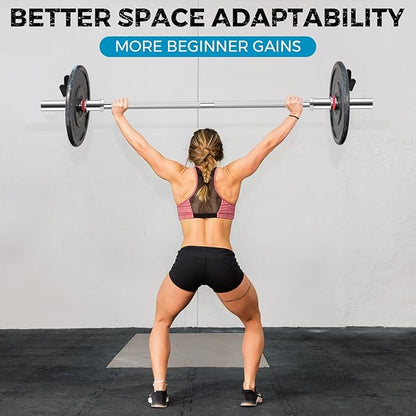 DASKING 4ft/4.9ft Barbell, 2-Inch Olympic Detachable Bar, Portable Strength Training Bar for Weightlifting, Squat, Bench Press, Home Gym, 450LBS, Includes Silent Collars