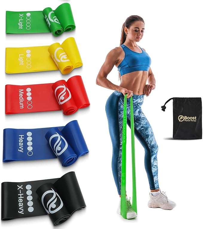 Resistance Bands for Working Out, Exercice Bands Set with 5 Different Levels for Physical Therapy, Elastic Bands with Instruction Guide and Carry Bag for Indoor & Outdoor Fitness