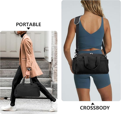 14 inch Small Gym Bag for Women & Men, Mini Duffel Bag for Travel Sports Lightweight Carry On Bag, Black