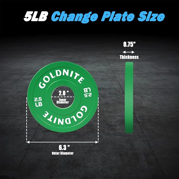 Change Plates Set 1.25LB 2.5LB 5LB Set Fractional Weight Plate Olympic Bumper Plates for Cross Training Steel Insert Strength Training Weight Plates