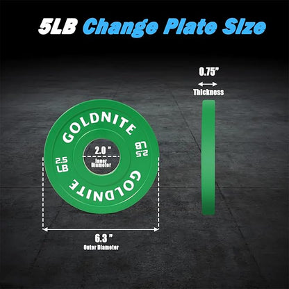Change Plates Set 1.25LB 2.5LB 5LB Set Fractional Weight Plate Olympic Bumper Plates for Cross Training Steel Insert Strength Training Weight Plates