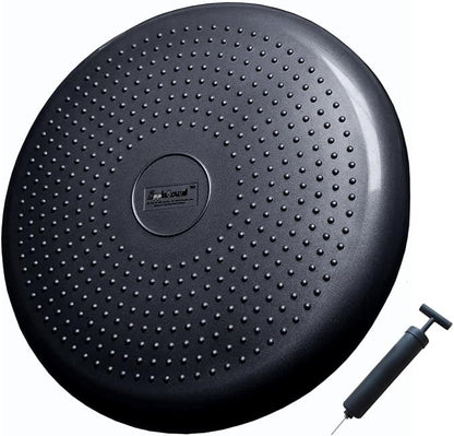 AppleRound Inflated Wobble Cushion with Hand Pump, Air Stability Board (Extra Thick), Core Balance Disc for Adults, Sensory Wiggle Seat for Kids, Flexible Seating for All Age, 13.5in / 34cm Diameter